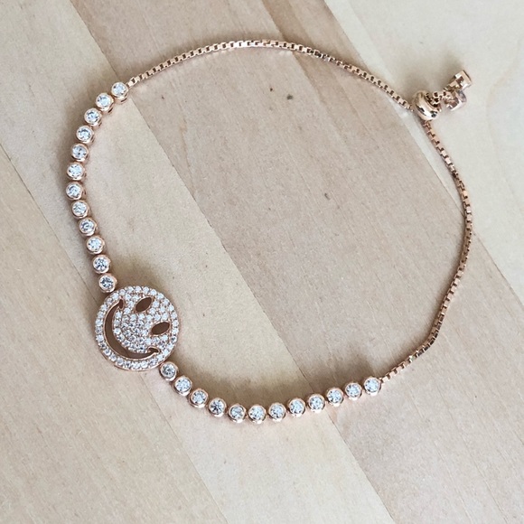 Sterling Silver Gold-tone CZ Adjustable Bracelet - Picture 4 of 4